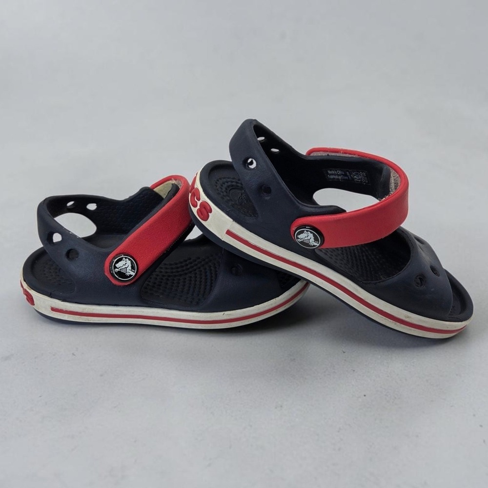 Crocs Crocband II Toddler Sandals Navy Blue Red White Size C6 Water Shoes Sporty